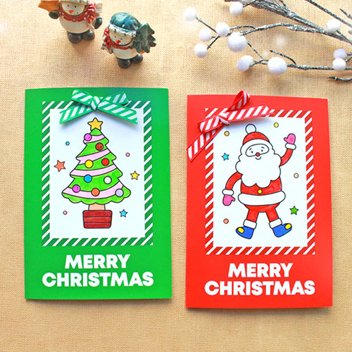 산타와 트리 색칠카드